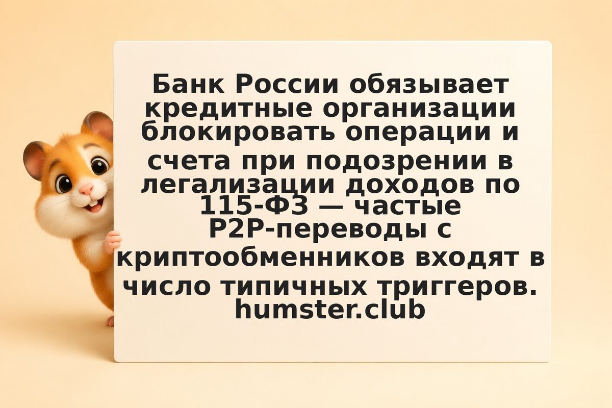 Блокировка счёта по 115-ФЗ при P2P-операциях с криптой: причины и порядок действ