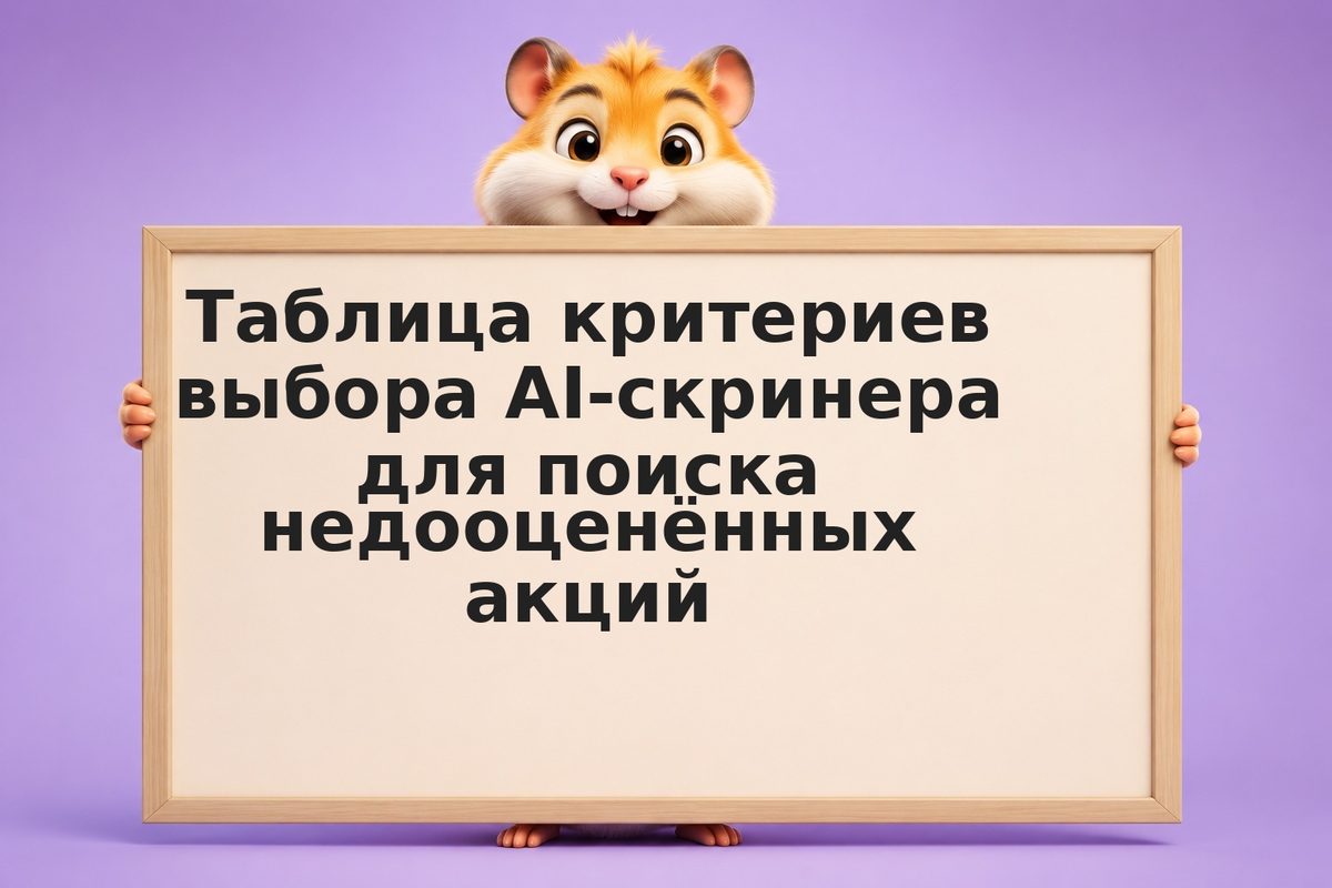 Таблица критериев выбора AI-скринера для поиска недооценённых акций