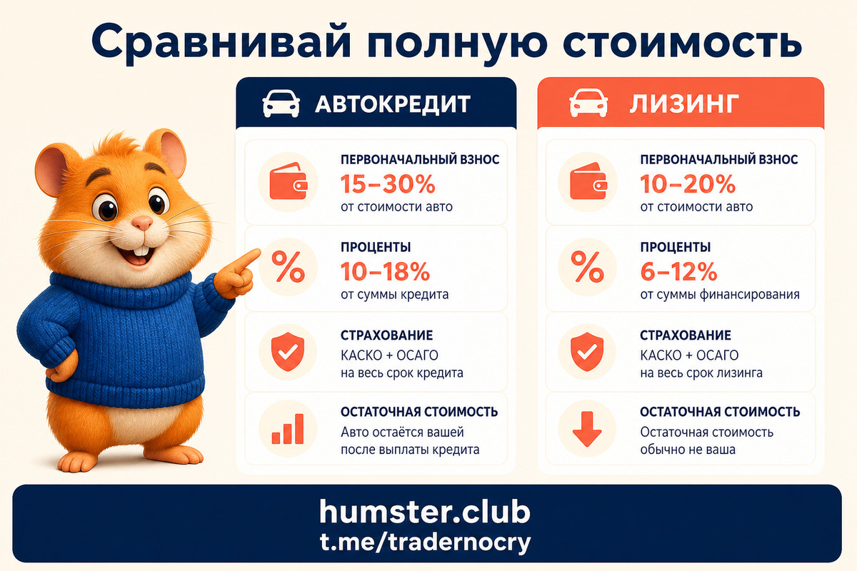 Автокредит против лизинга: что выбрать