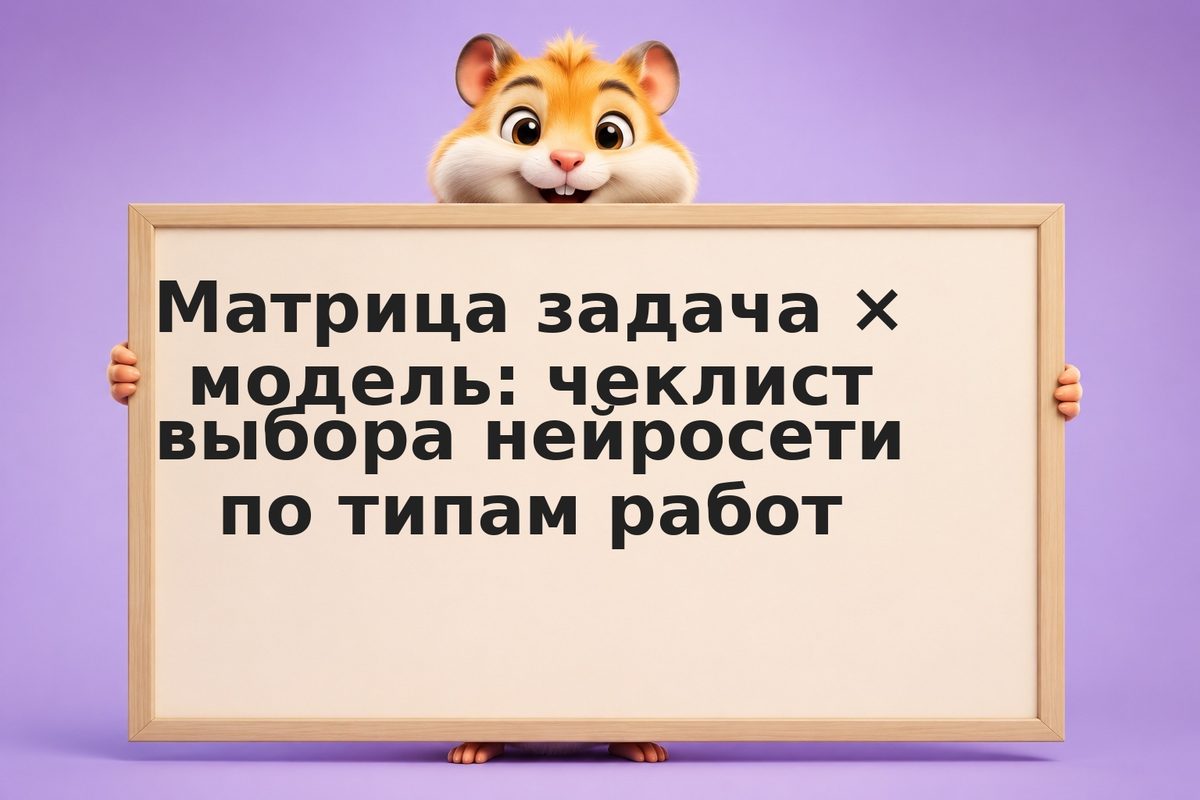Матрица задача × модель: чеклист выбора нейросети по типам работ