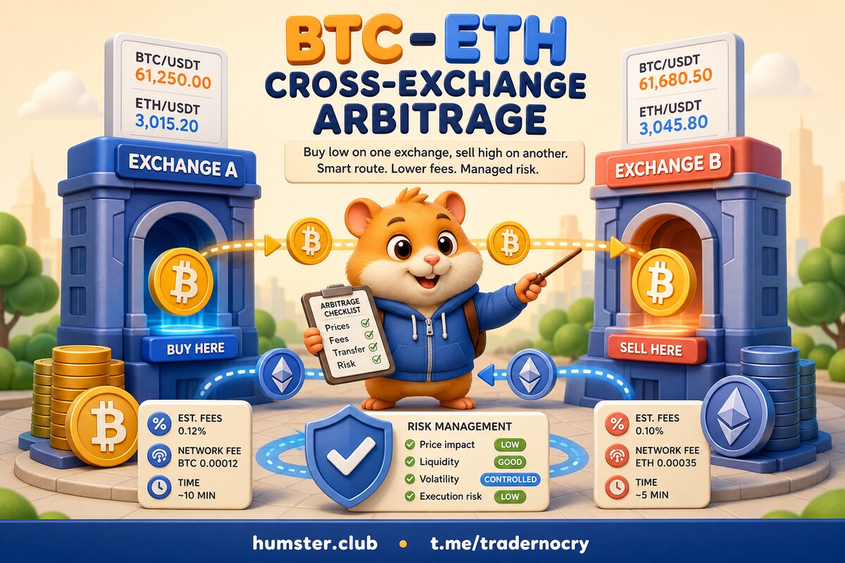 Межбиржевой арбитраж BTC и ETH в 2026: стратегии, расчёт прибыли и типичные ошиб