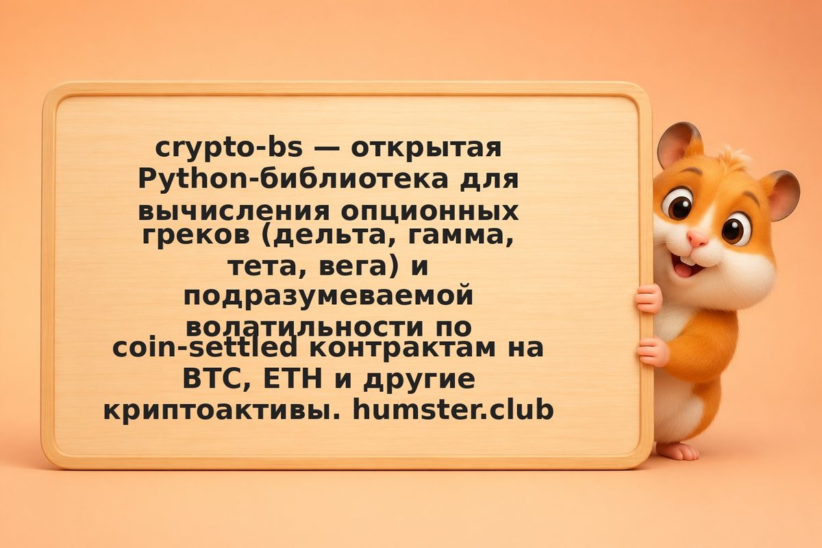 crypto-bs: Python-библиотека для расчёта Greeks и подразумеваемой волатильности 