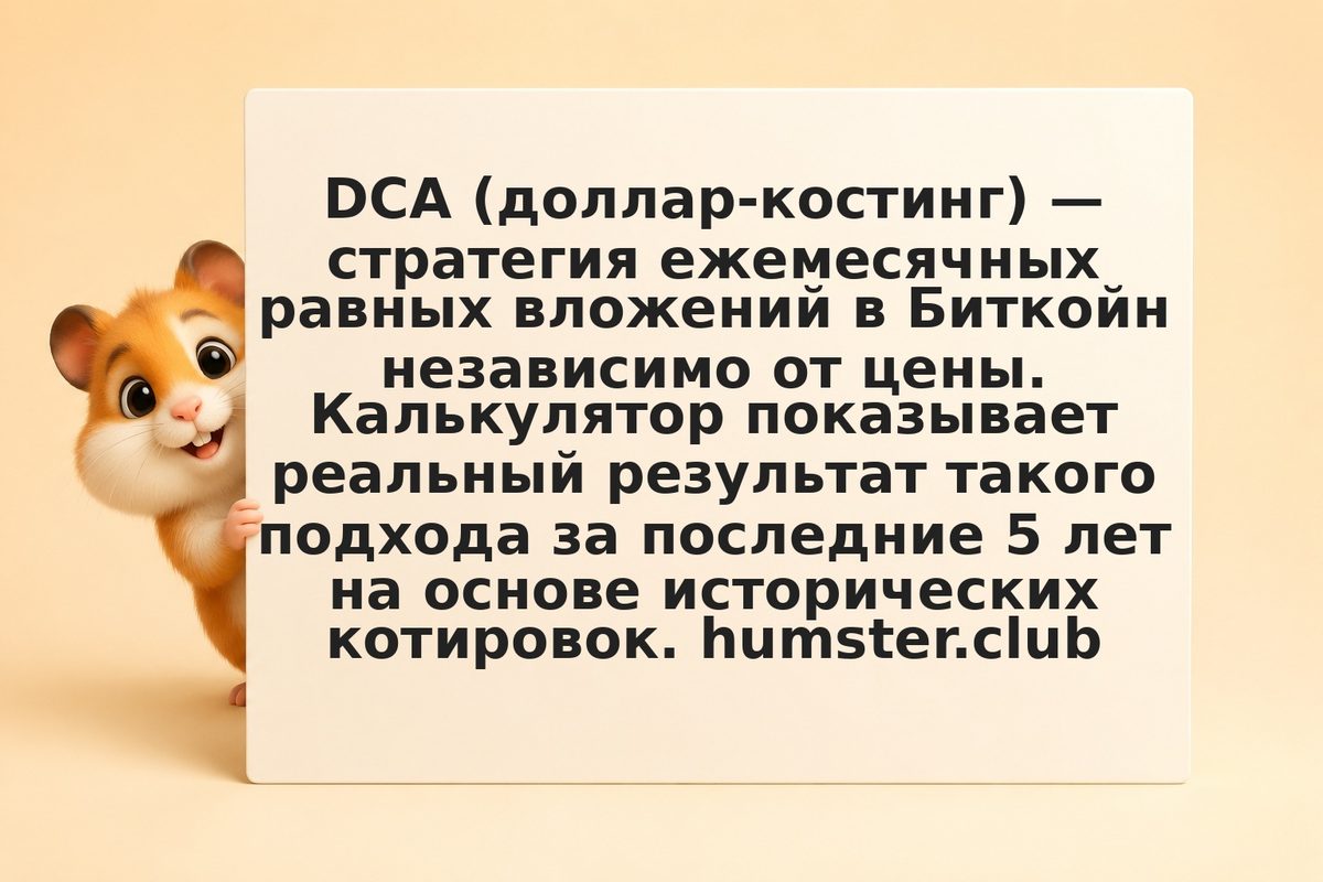 Бэктест DCA Биткойн: ежемесячный вклад за 5 лет