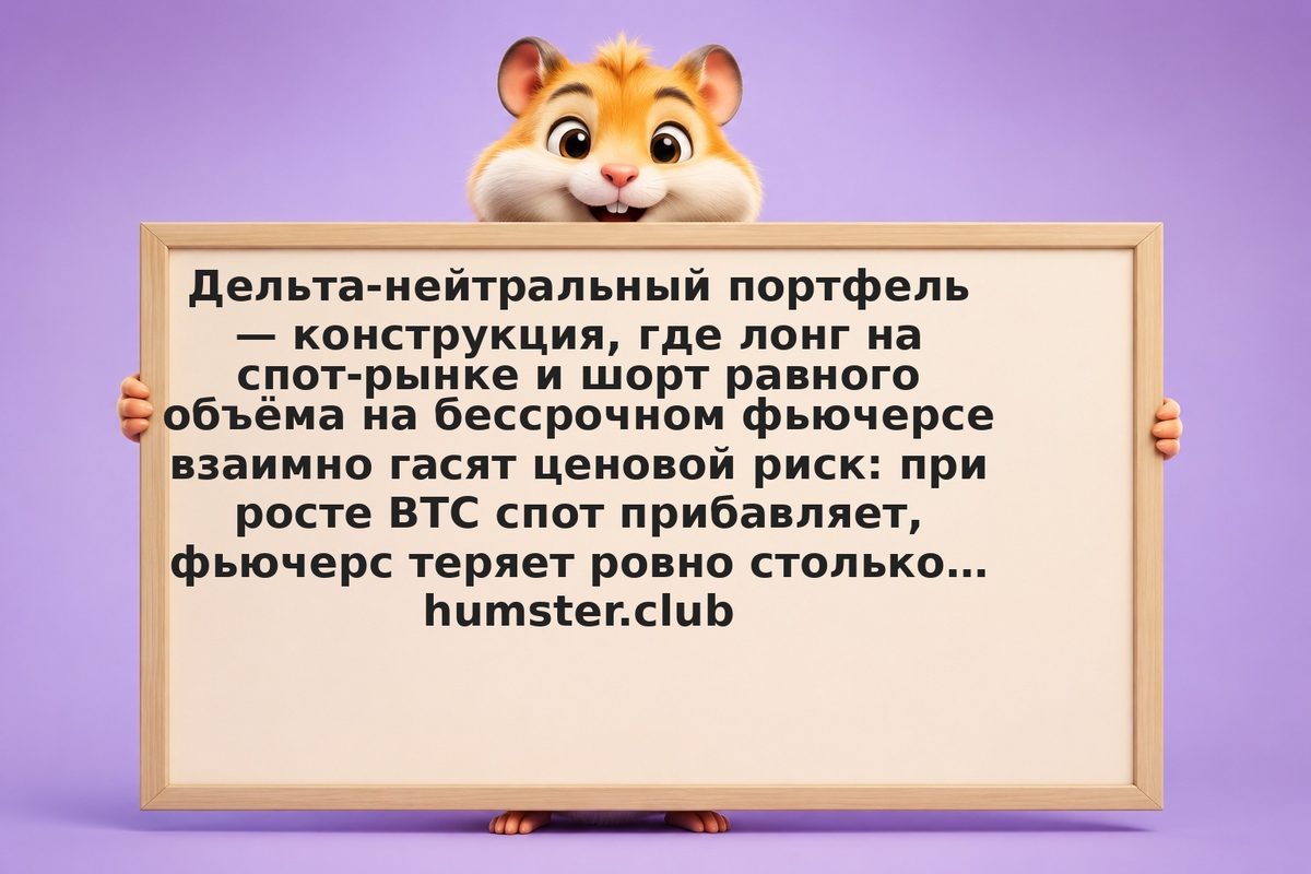 Дельта-нейтральный портфель: лонг актива на споте и шорт фьючерса для получения 