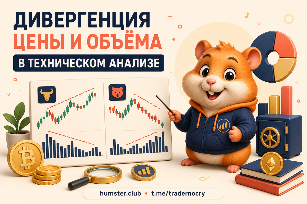 Дивергенция цена-объём и цена-индикатор: бычья для входа, медвежья для выхода