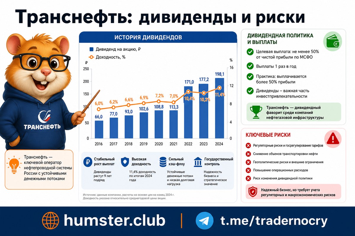 Дивиденды Транснефти 2026: размер, дата отсечки, история