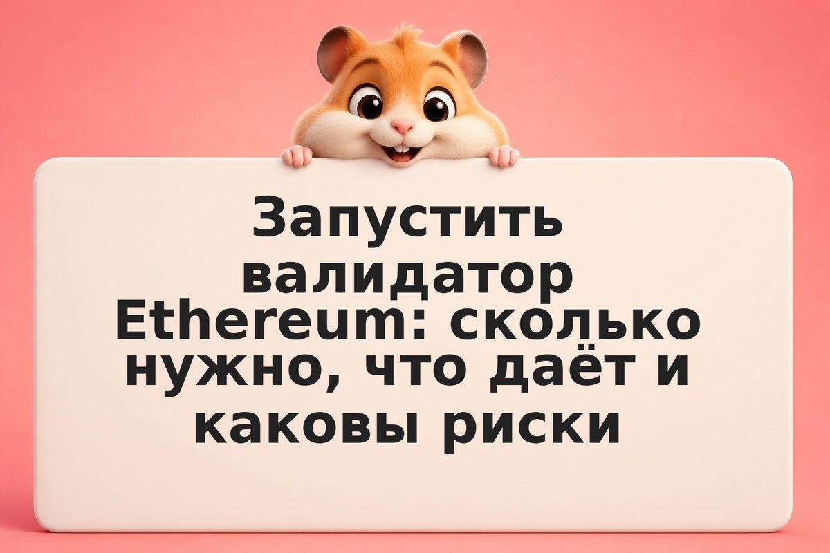 Запустить валидатор Ethereum: сколько нужно, что даёт и каковы риски