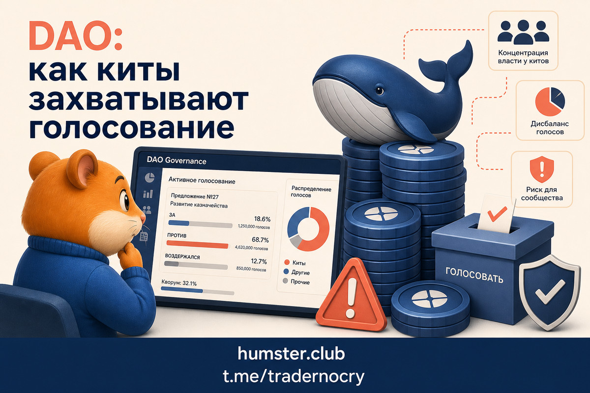 Governance-токены и манипуляция DAO: как киты захватывают управление протоколом