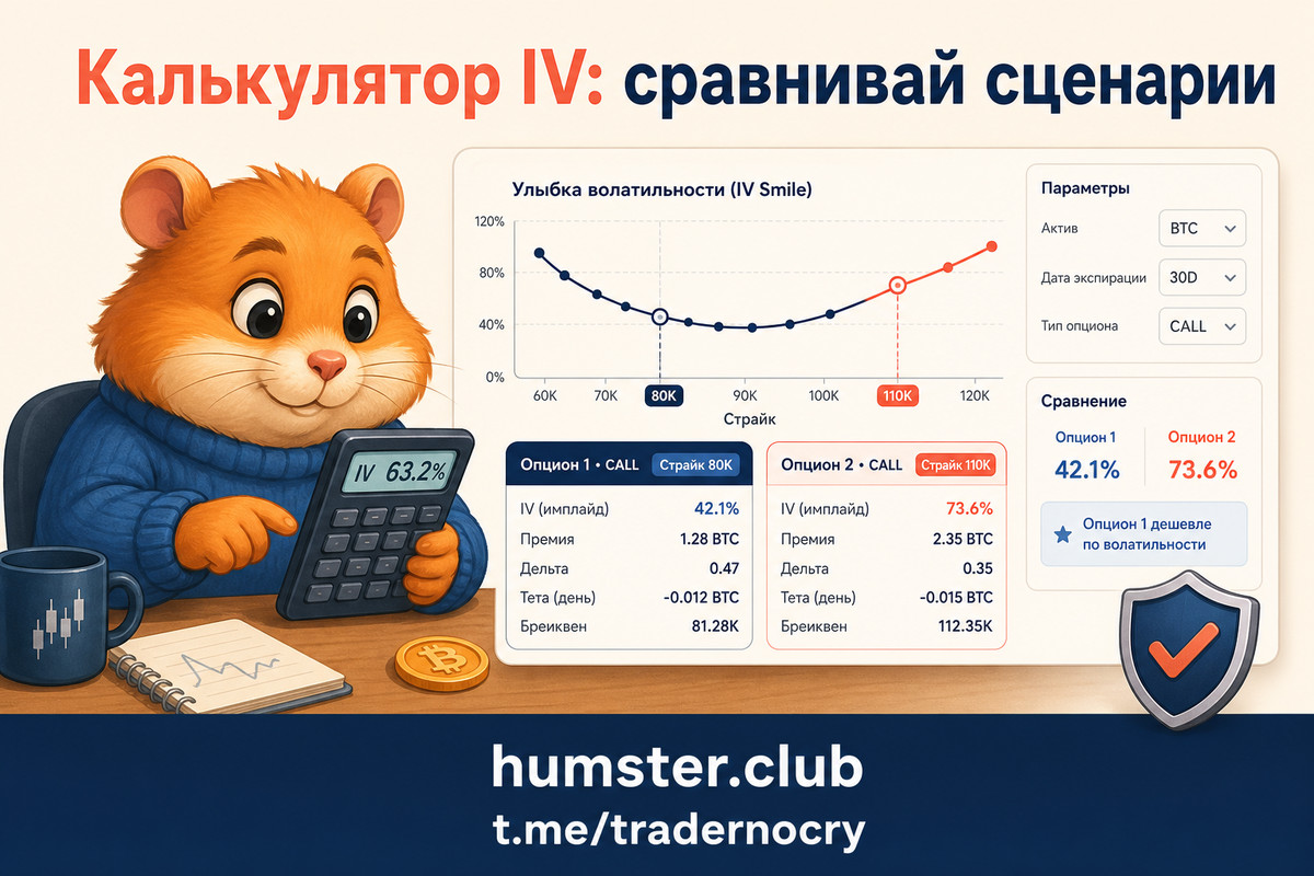 Калькулятор подразумеваемой волатильности для крипто-опционов: IV, funding rate