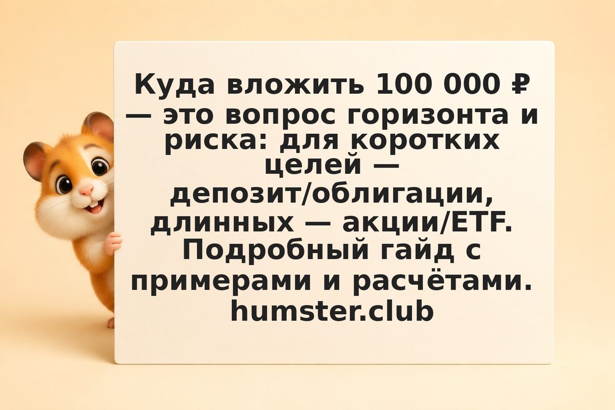 Куда вложить 100 000 ₽