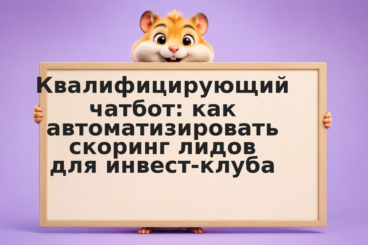Квалифицирующий чатбот: как автоматизировать скоринг лидов для инвест-клуба