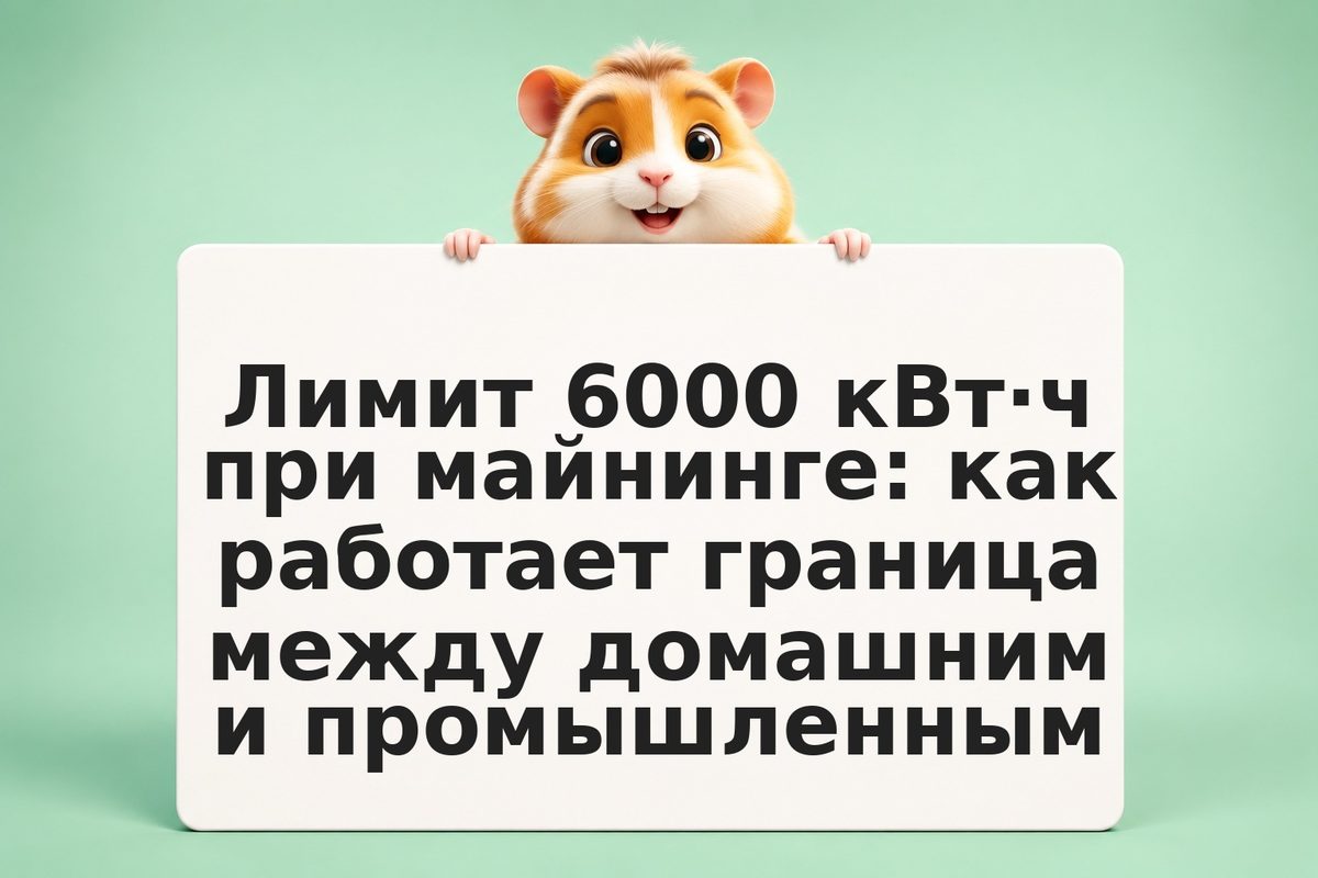 Лимит 6000 кВт·ч при майнинге: как работает граница между домашним и промышленны