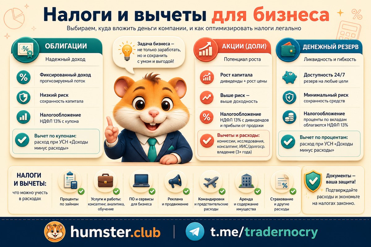 Инвестирование для ИП и ООО в 2026: налогообложение, вычеты, корпоративные портф
