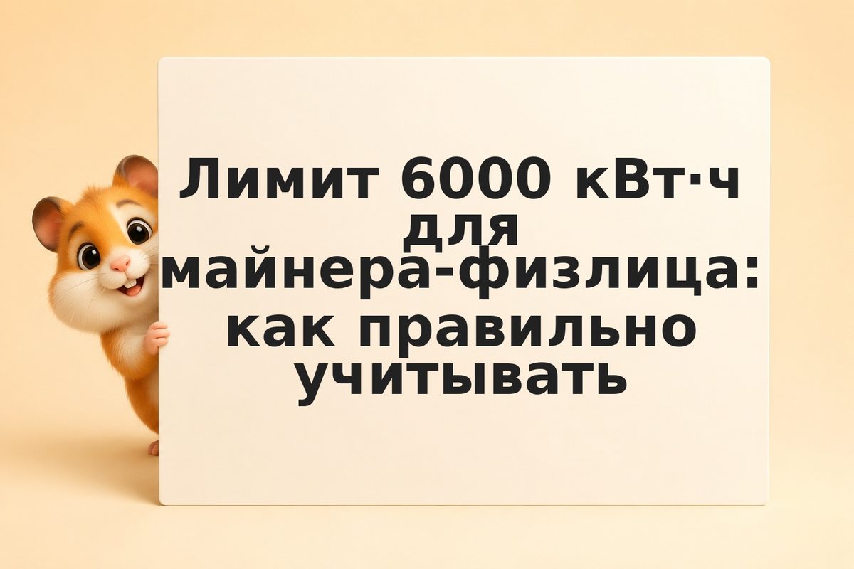 Лимит 6000 кВт·ч для майнера-физлица: как правильно учитывать