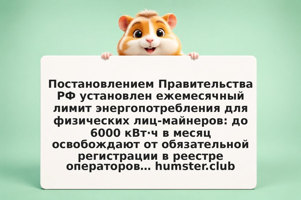 Лимит 6000 кВт·ч для майнера-физлица: как правильно учитывать