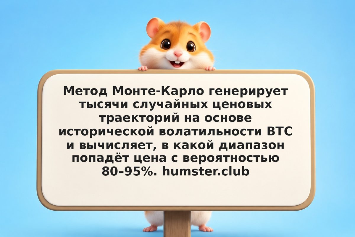 Monte Carlo для прогноза цены BTC на месяц вперёд