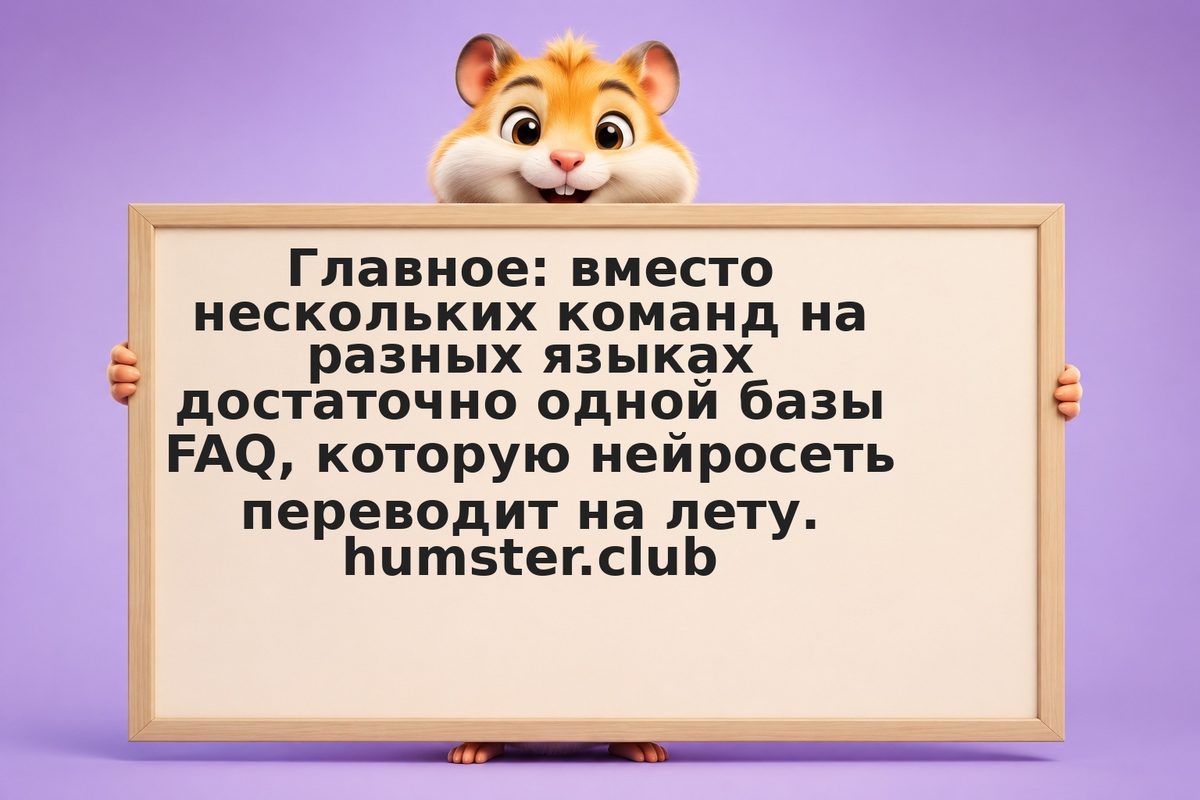 Поддержка на 5+ языках: единая база ответов + автоперевод