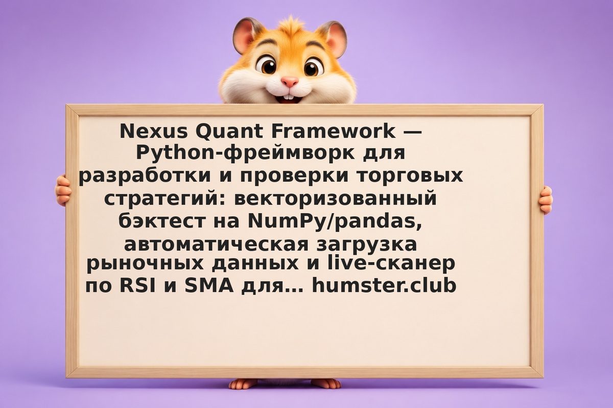 Nexus Quant Framework: векторизованный бэктест, live-сканер и автоматическая заг