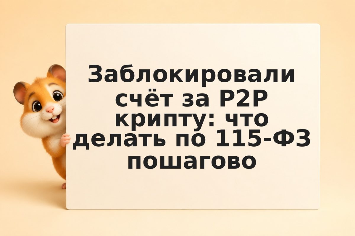 Заблокировали счёт за P2P крипту: что делать по 115-ФЗ пошагово