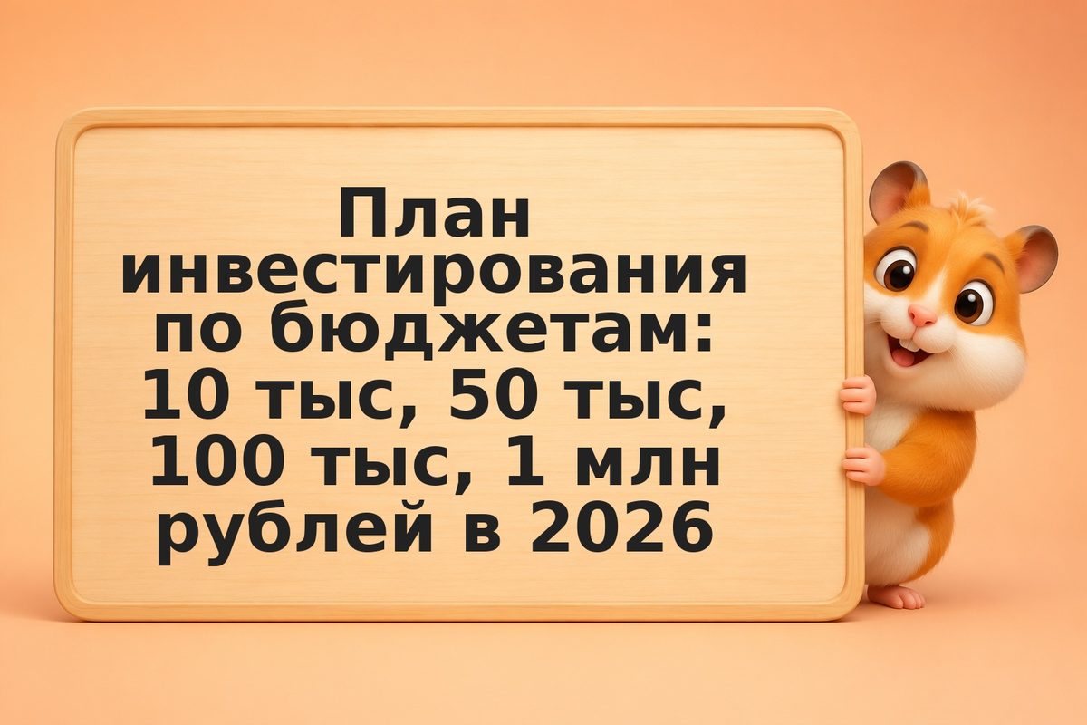 План инвестирования по бюджетам: 10 тыс, 50 тыс, 100 тыс, 1 млн рублей в 2026
