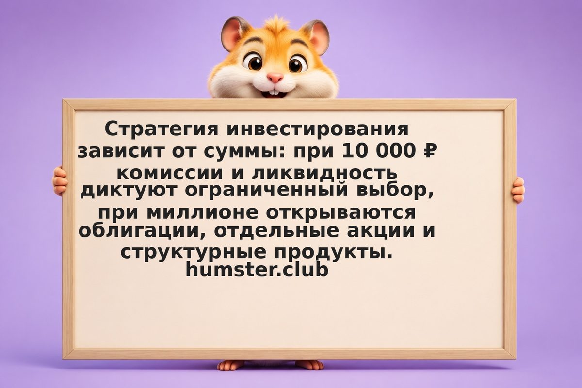 План инвестирования по бюджетам: 10 тыс, 50 тыс, 100 тыс, 1 млн рублей в 2026
