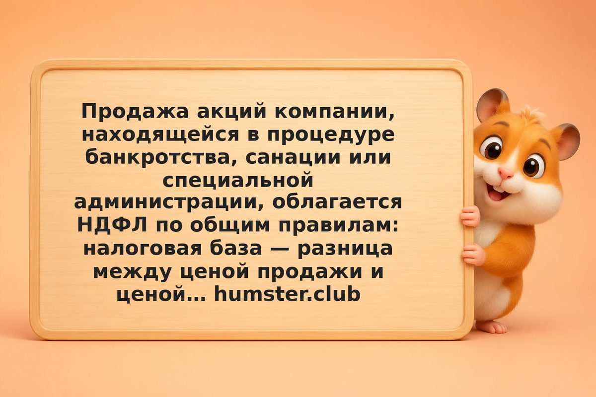 Налог при продаже акций компании в банкротстве или спецадминистрации