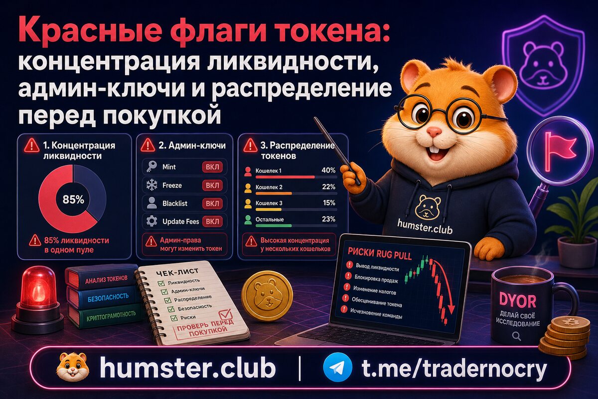 Красные флаги токена: концентрация ликвидности, админ-ключи и распределение пере