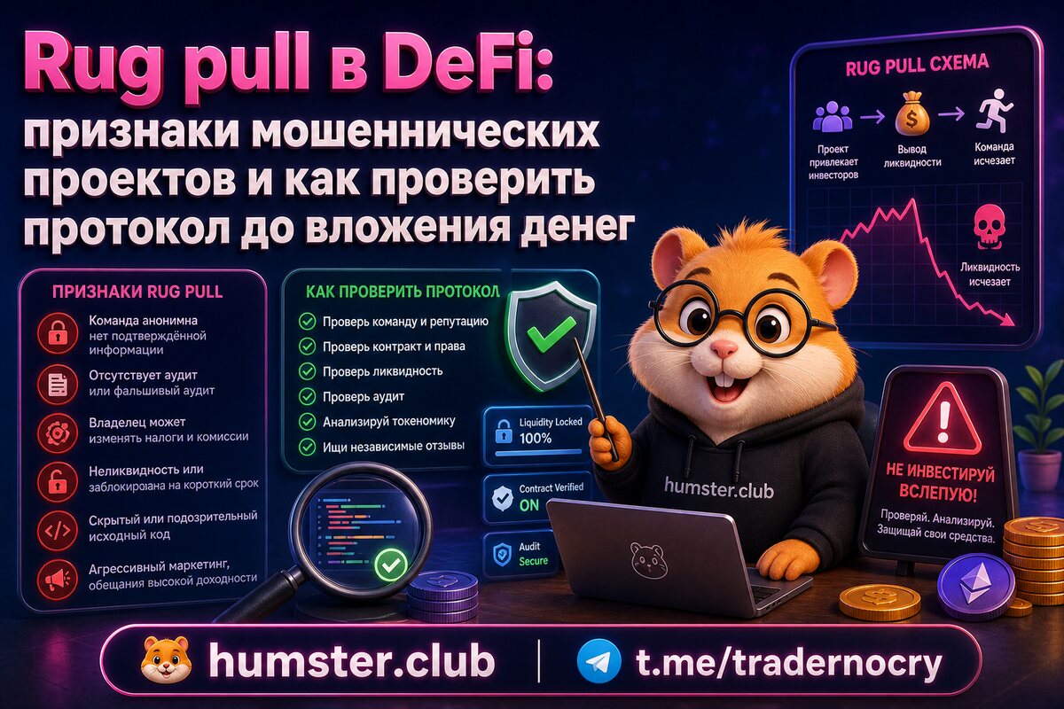 Rug pull в DeFi: признаки мошеннических проектов и как проверить протокол до вло