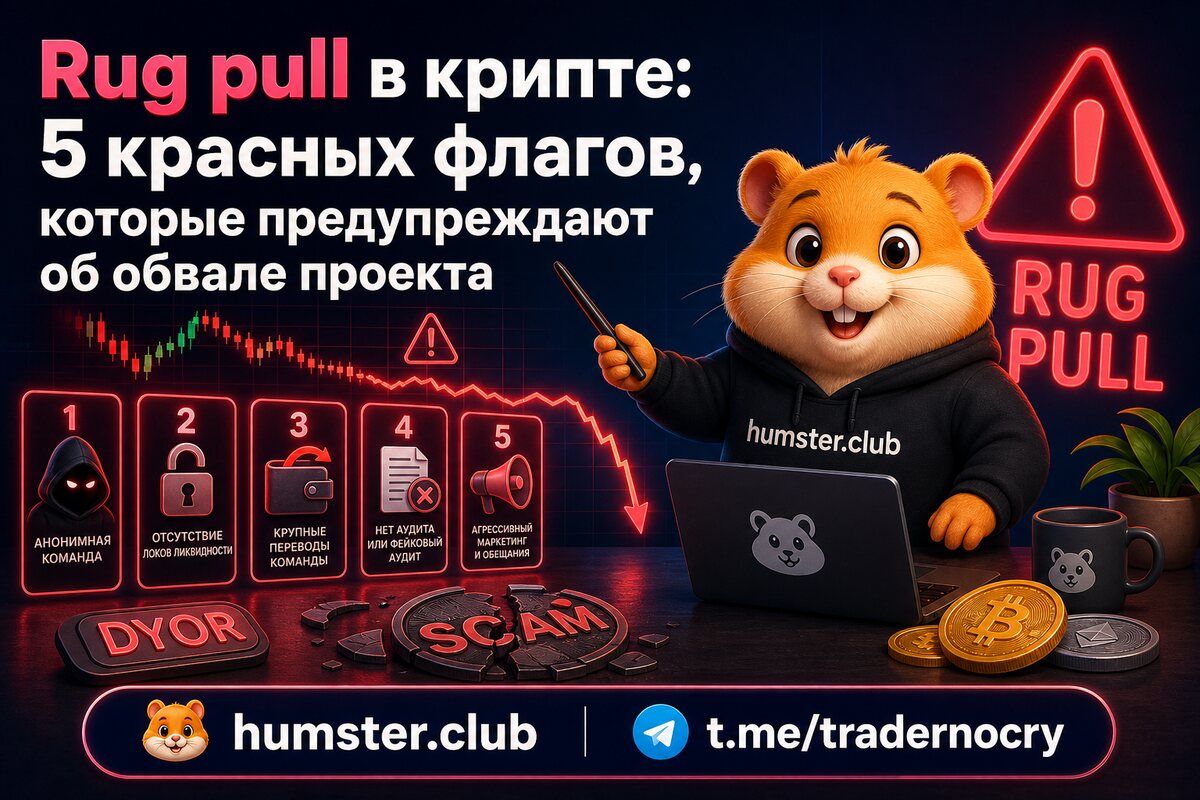 Rug pull в крипте: 5 красных флагов, которые предупреждают об обвале проекта