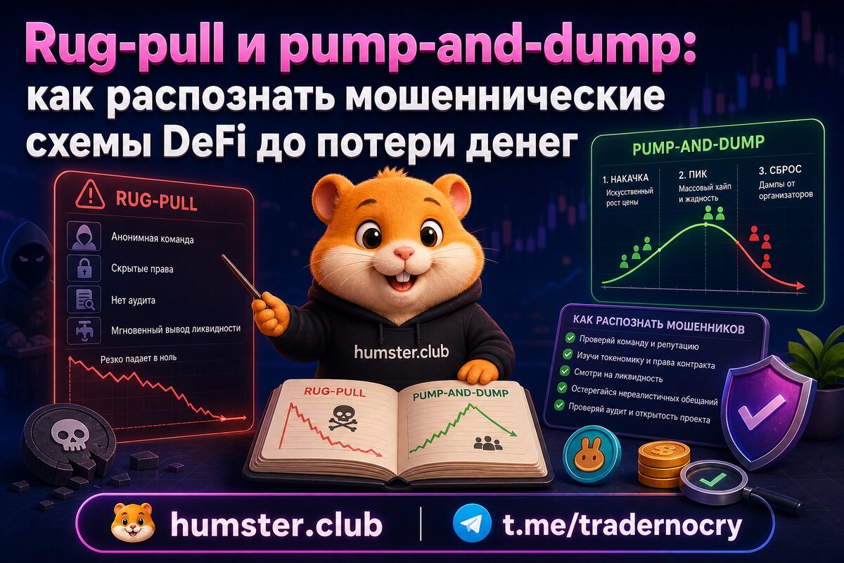 Rug-pull и pump-and-dump: как распознать мошеннические схемы DeFi до потери дене