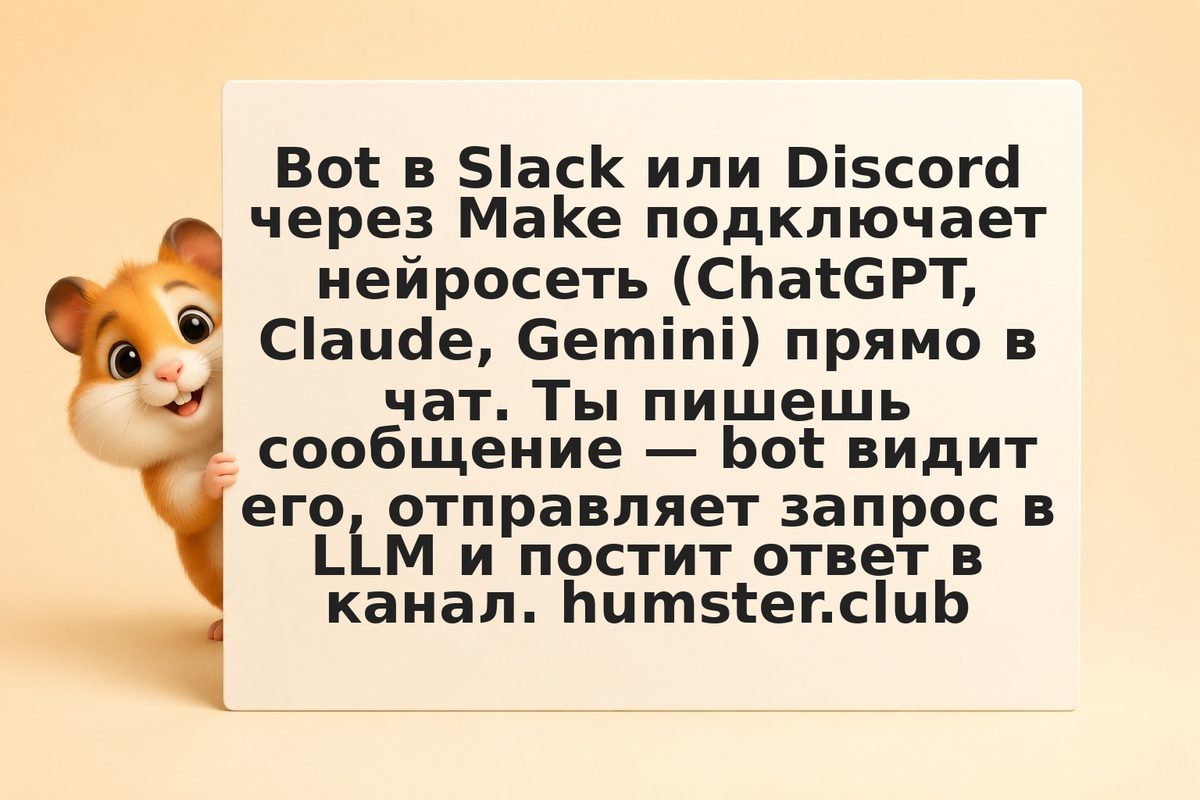 Slack/Discord bot на Make: как настроить автоматические ответы через LLM