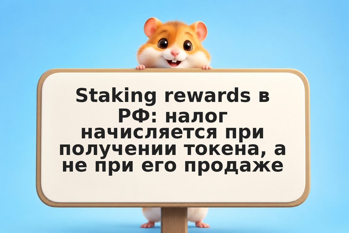 Staking rewards в РФ: налог начисляется при получении токена, а не при его прода