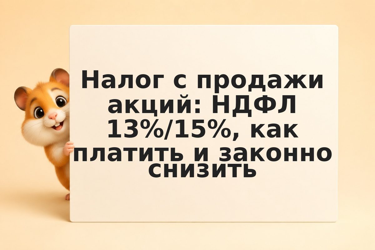 Налог с продажи акций: НДФЛ 13%/15%, как платить и законно снизить