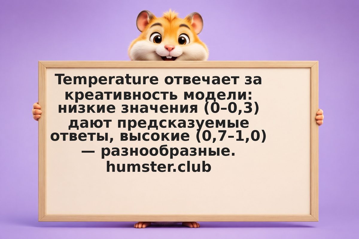 Параметры API ChatGPT и Claude: temperature, top_p, max_tokens