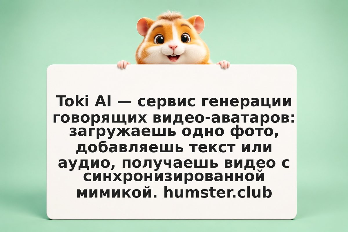 Toki AI: реалистичные видео-аватары для блогеров и рекламы из одного фото